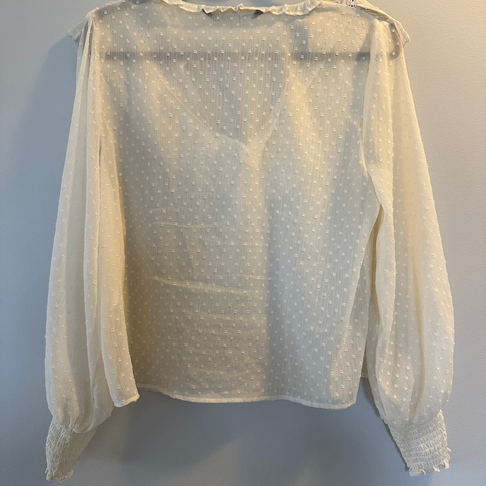 Zara Cream Ruffled boho Women's Top| size medium - Picture 5 of 5